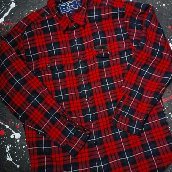 Polo Ralph Lauren Other - Polo Sport vintage 90s Ralph Lauren plaid flannel button-up shirt jacket RARE